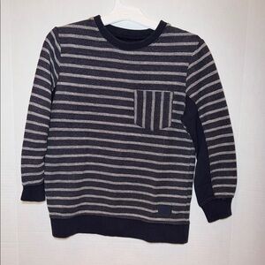 Boys’-Striped Navy and Gray Sweater